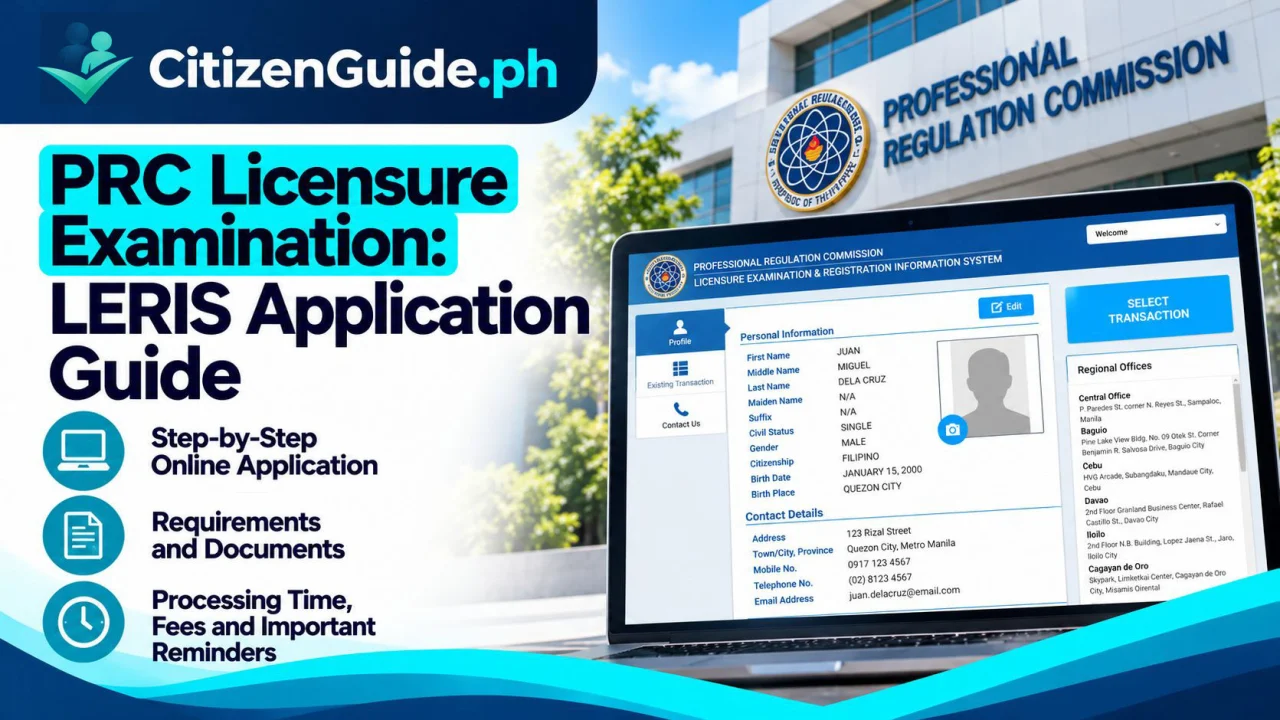 PRC Licensure Examination: LERIS Application Guide guide cover